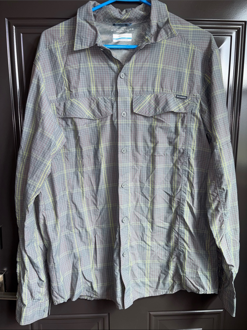Columbia Omni-shade  Men's Gray Plaid Lightweight long sleeve  Shirt